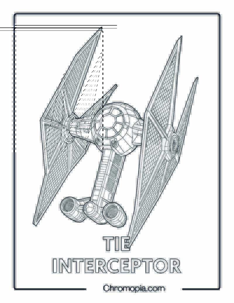 TIE Interceptor Star Wars spaceship coloring page