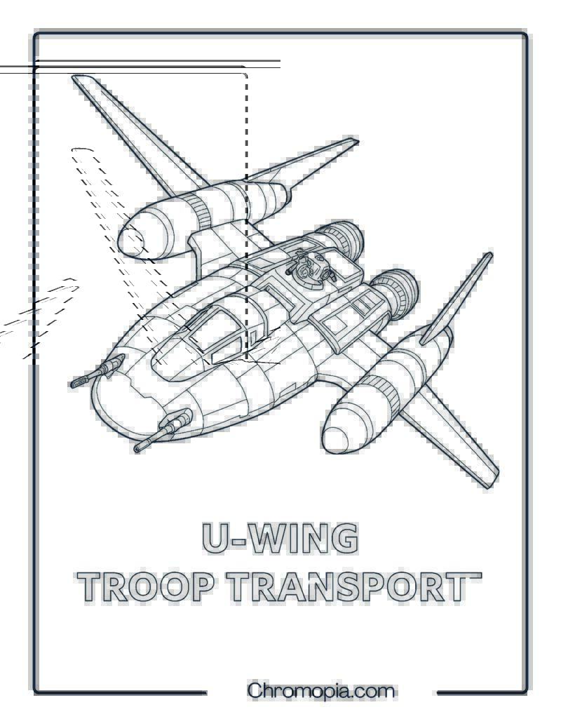 U-Wing Troop Transport Star Wars spaceship coloring page