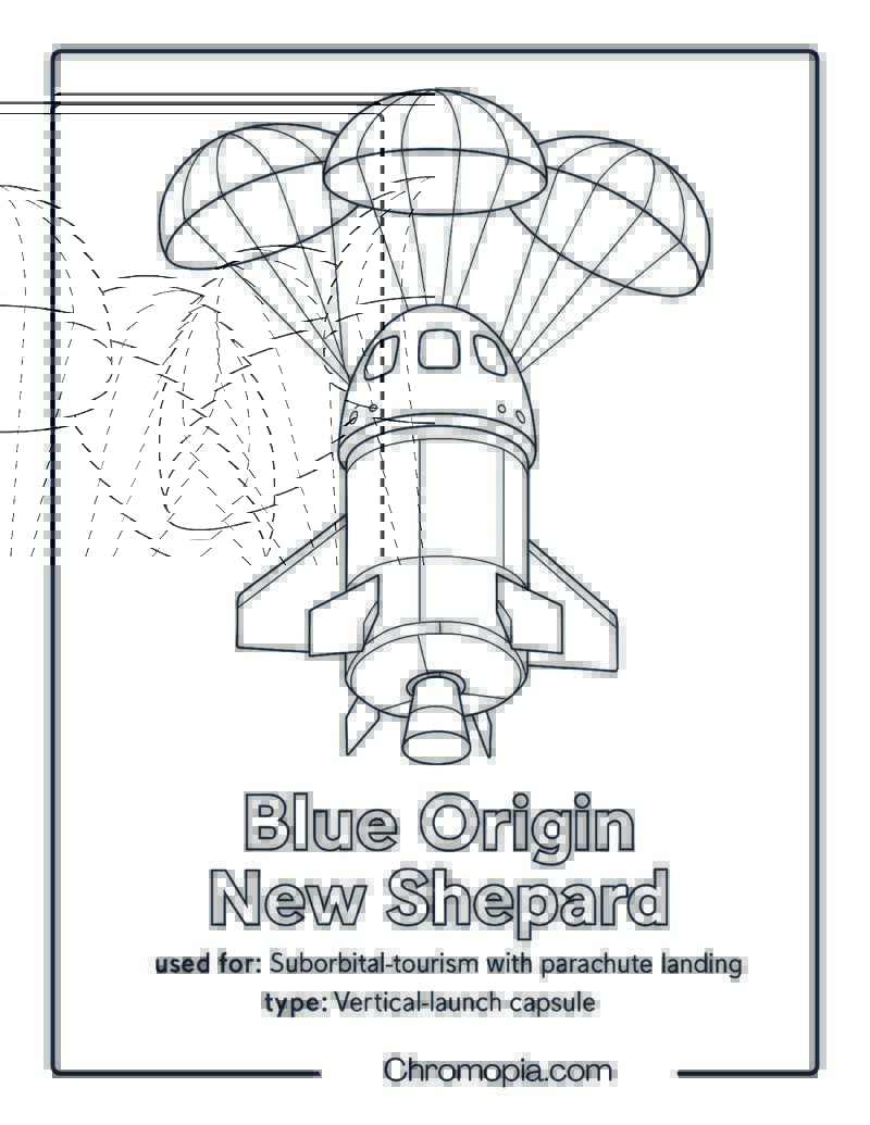 Blue Origin New Shepard – spaceship coloring page