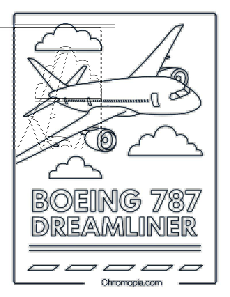 Boeing 787 Dreamliner Jet Coloring Page