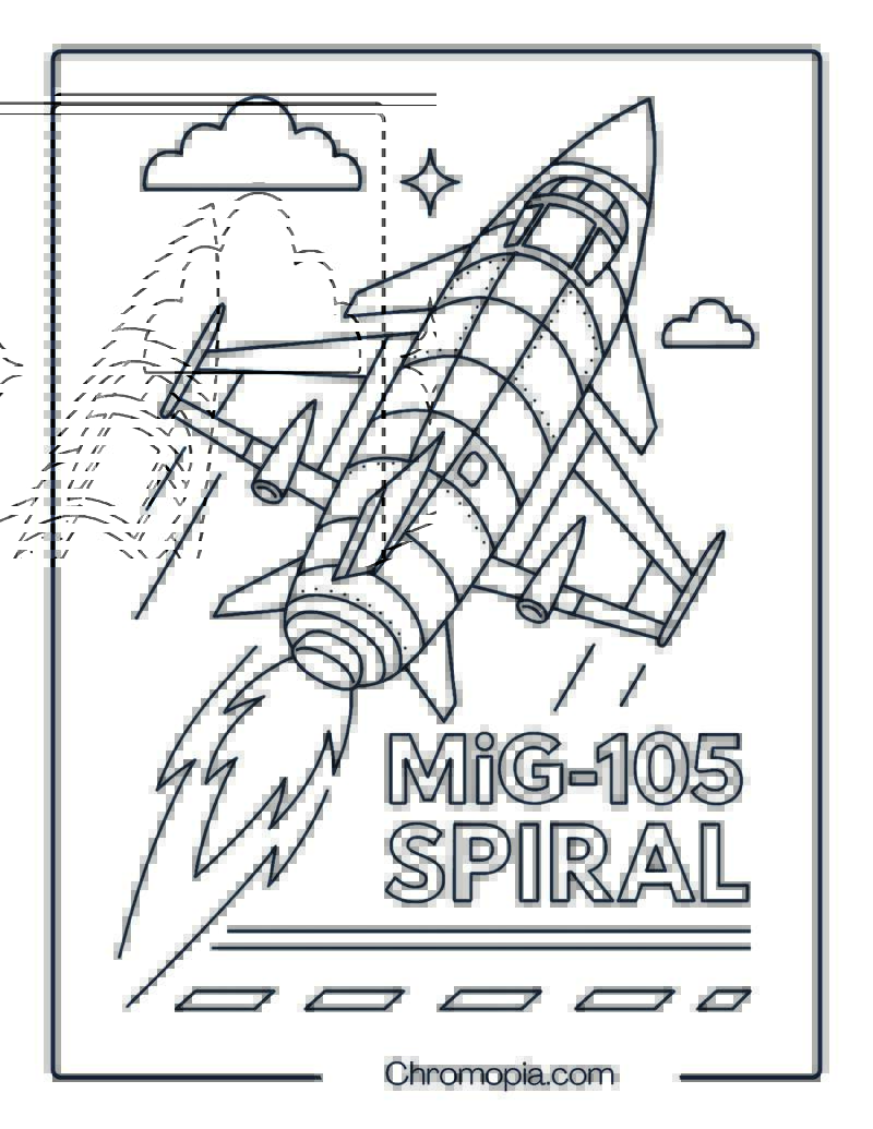 MiG-105 Spiral Jet Coloring Page