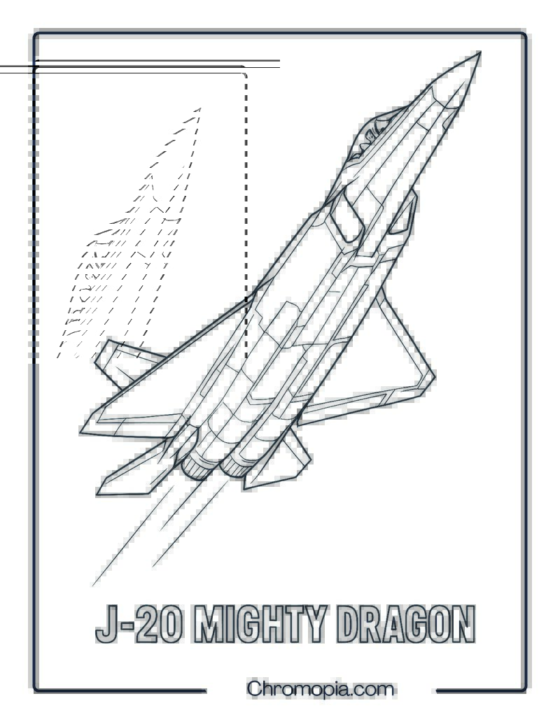 J-20 Mighty Dragon Jet Coloring Page