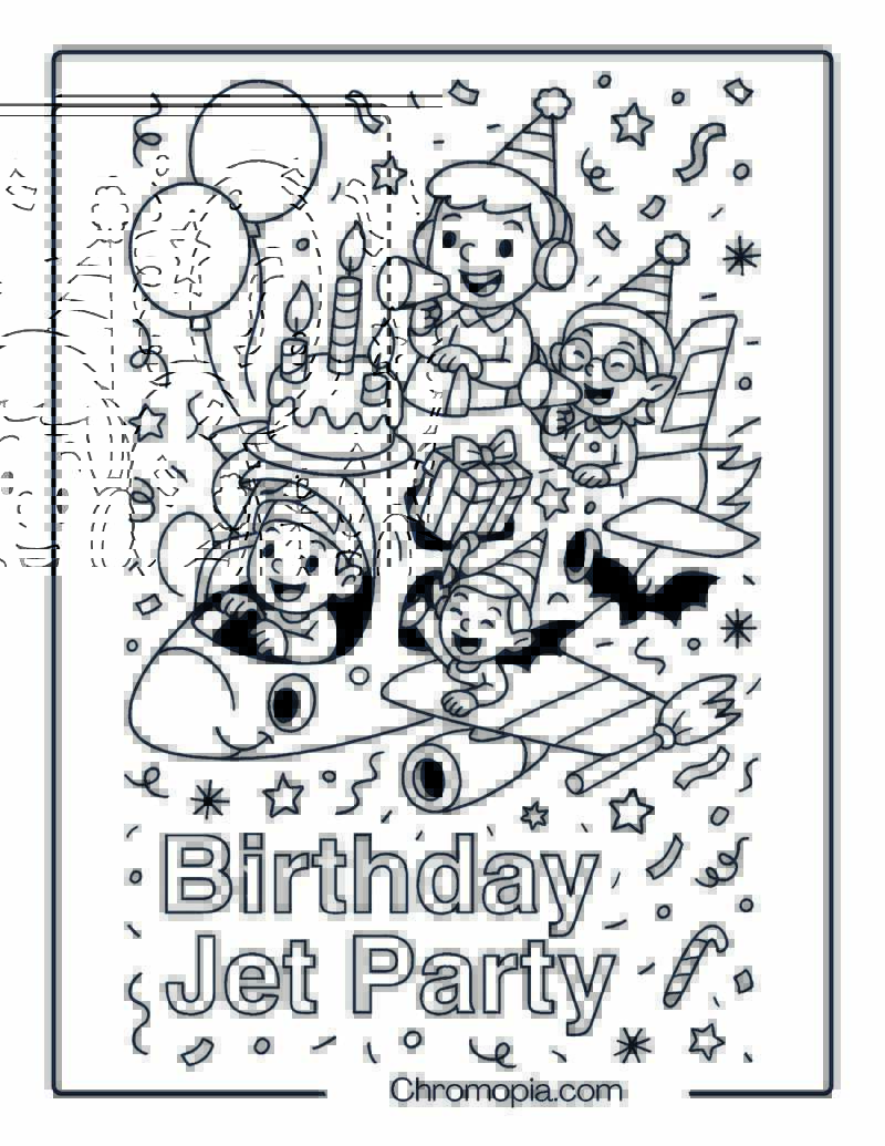 Birthday Jet Party Coloring Page