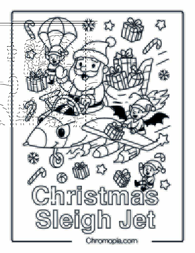 Christmas Sleigh Jet Coloring Page
