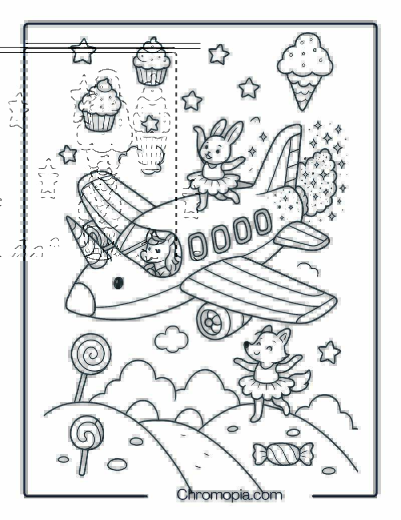 Fantasy Rainbow Jet Coloring Page