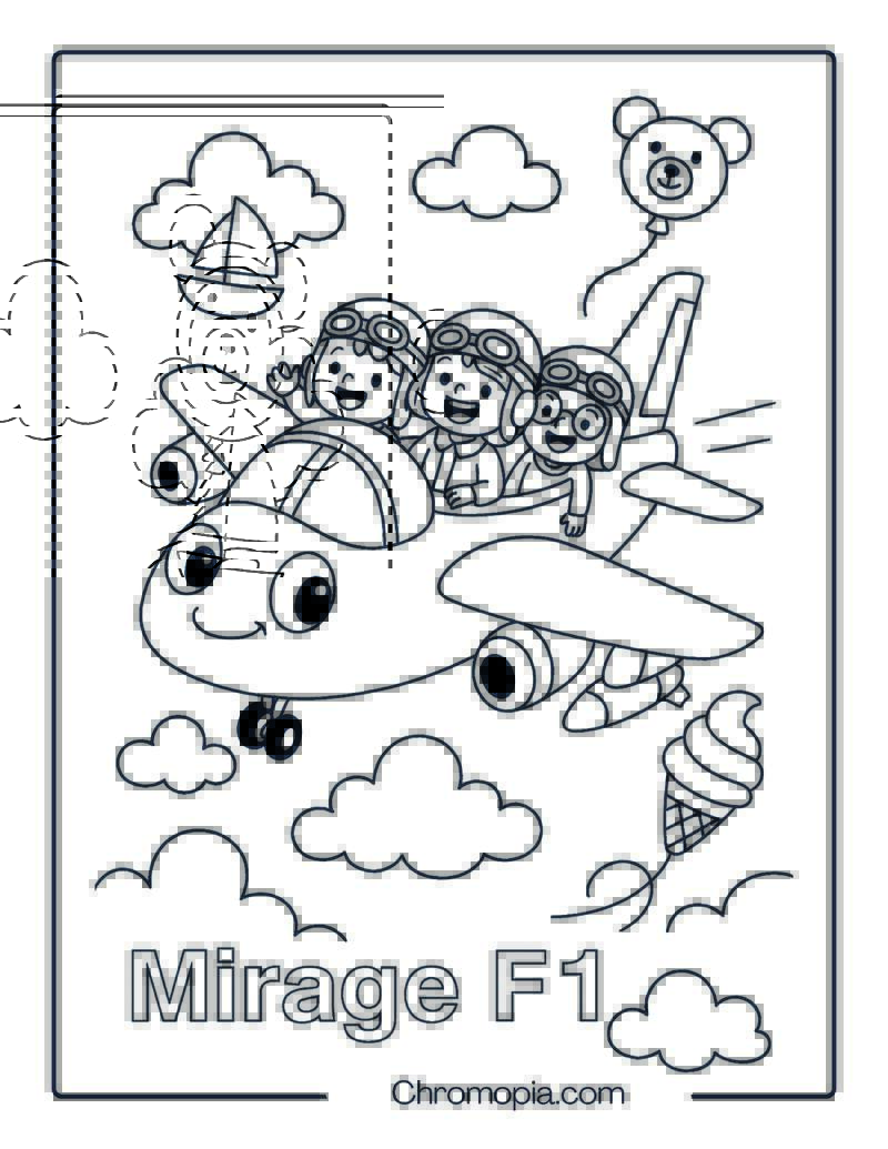 Funny Jet with Cartoon Kids Pilots Coloring Page
