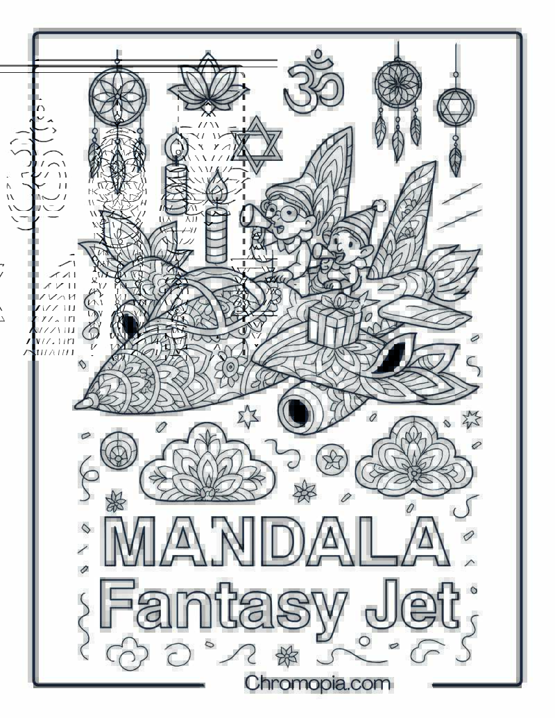 Mandala Fantasy Jet Coloring Page