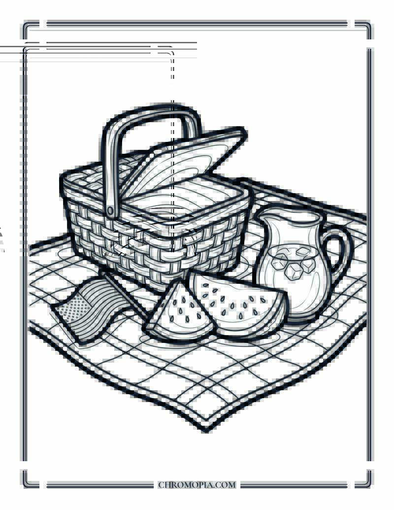 4th Of July Picnic Spread Coloring Page