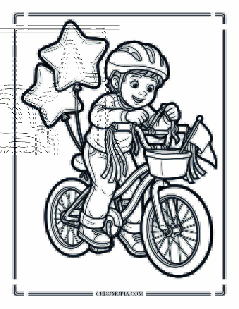 Decorating My Bike For The 4th Of July Coloring Page