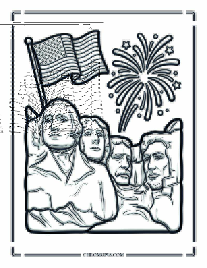 Mount Rushmore On The 4th Of July Coloring Page