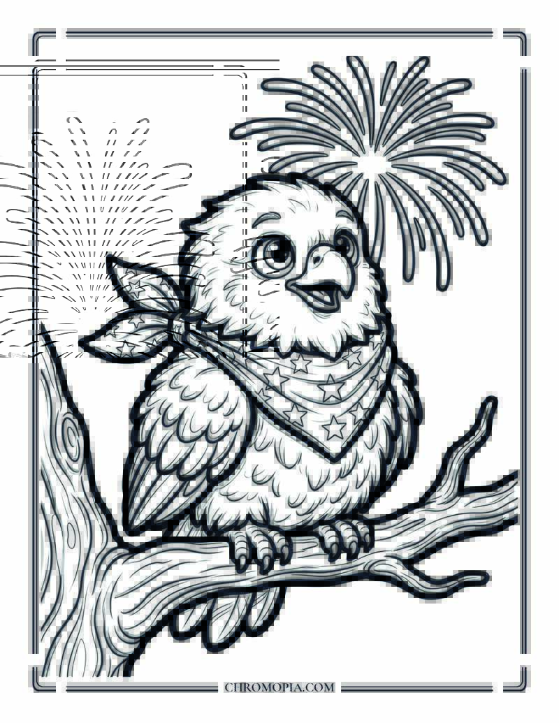 Baby Eagle First 4th Of July Coloring Page