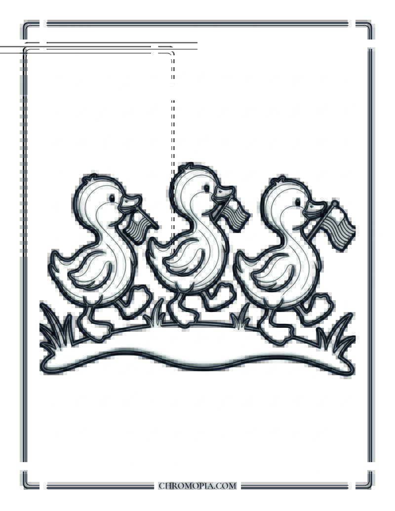 Duckling 4th Of July Flag Parade Coloring Page