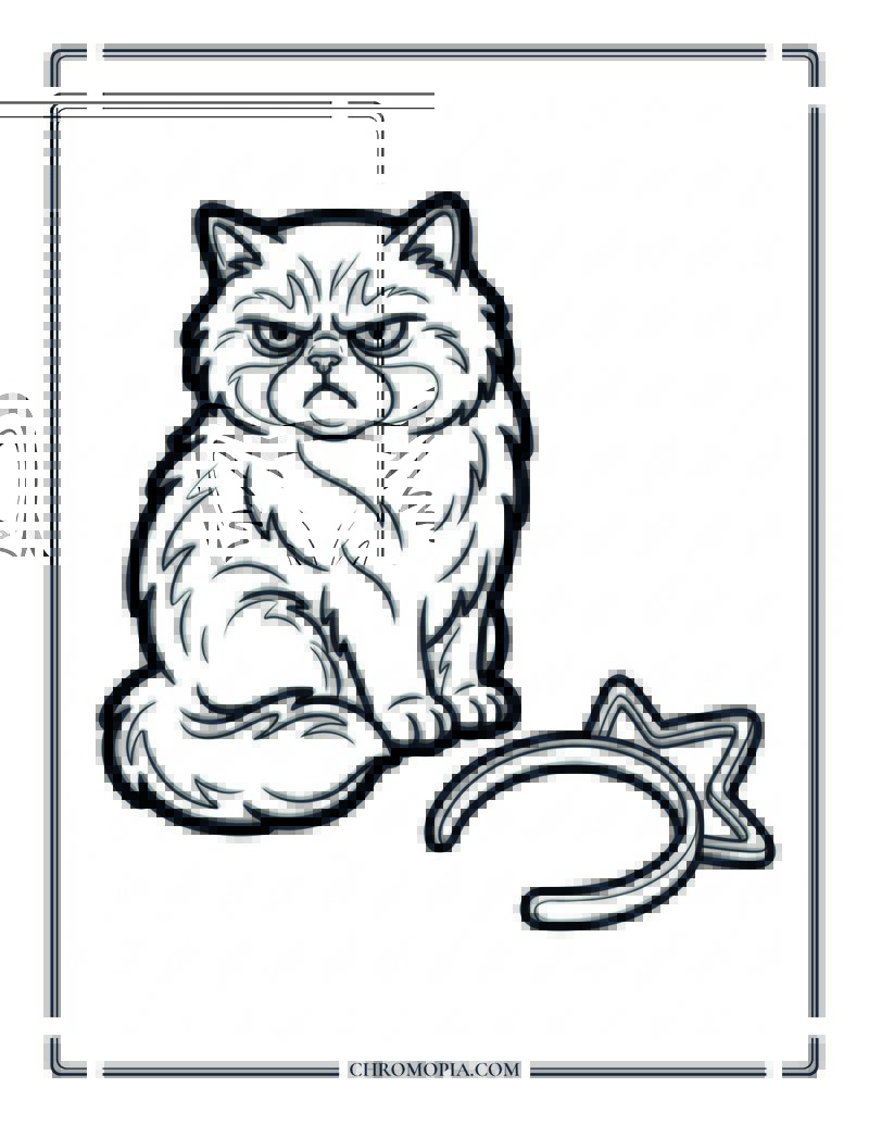 Cat Refusing To Wear Its 4th Of July Star Headband Coloring Page