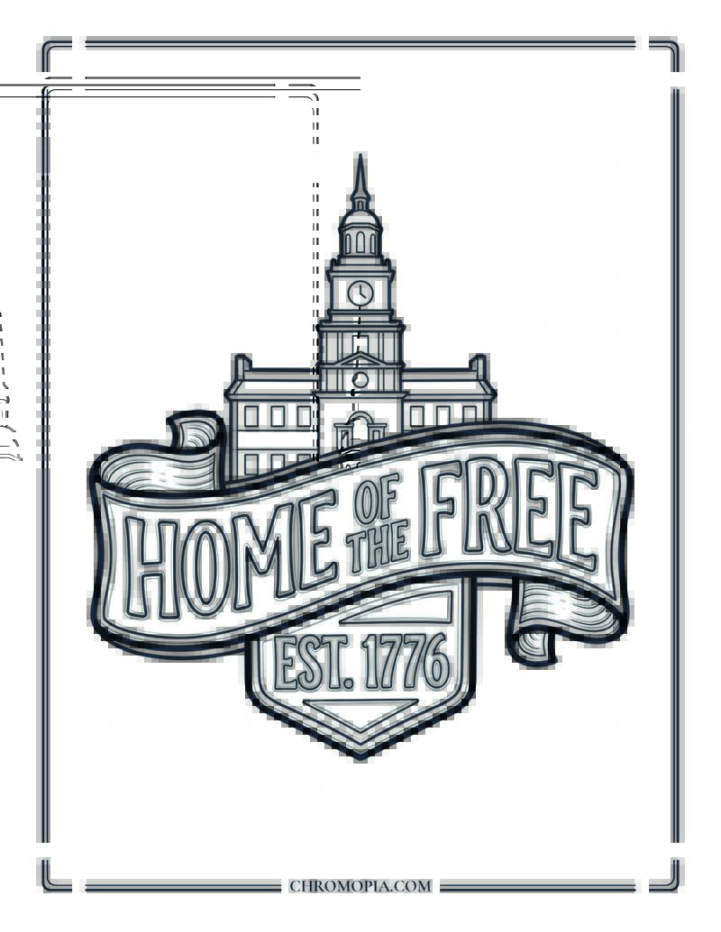 HOME OF THE FREE EST  1776 Coloring Page