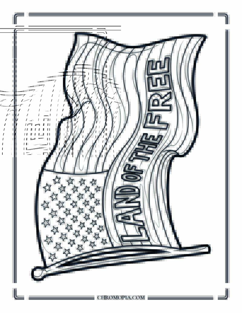 LAND OF THE FREE Flowing Flag Coloring Page