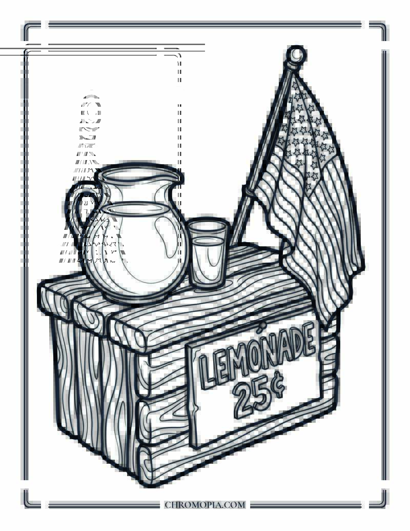 4th Of July Lemonade Stand Coloring Page