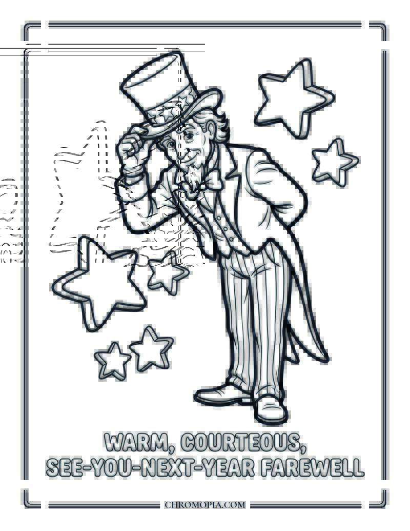 Uncle Sam Tipping His Hat Coloring Page