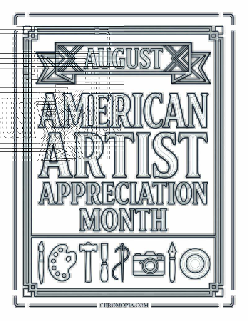 American Artist Appreciation Month Vintage Poster Coloring Page