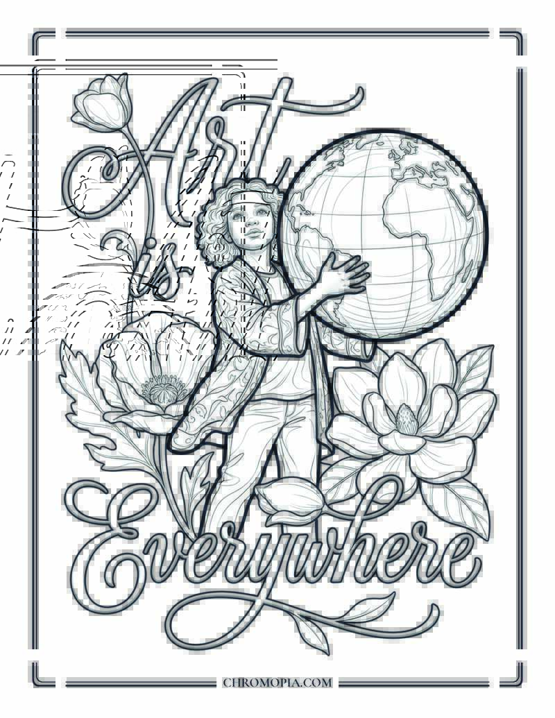Art Is Everywhere Calligraphy Coloring Page