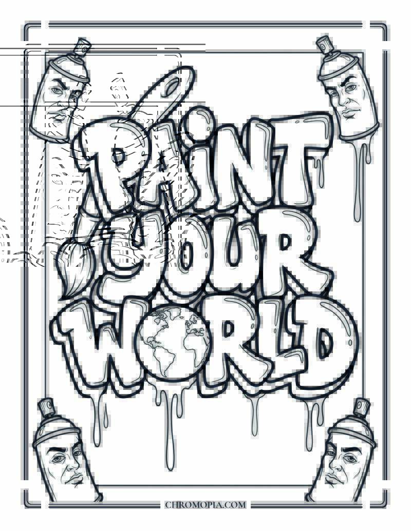 Paint Your World Graffiti Quote Coloring Page