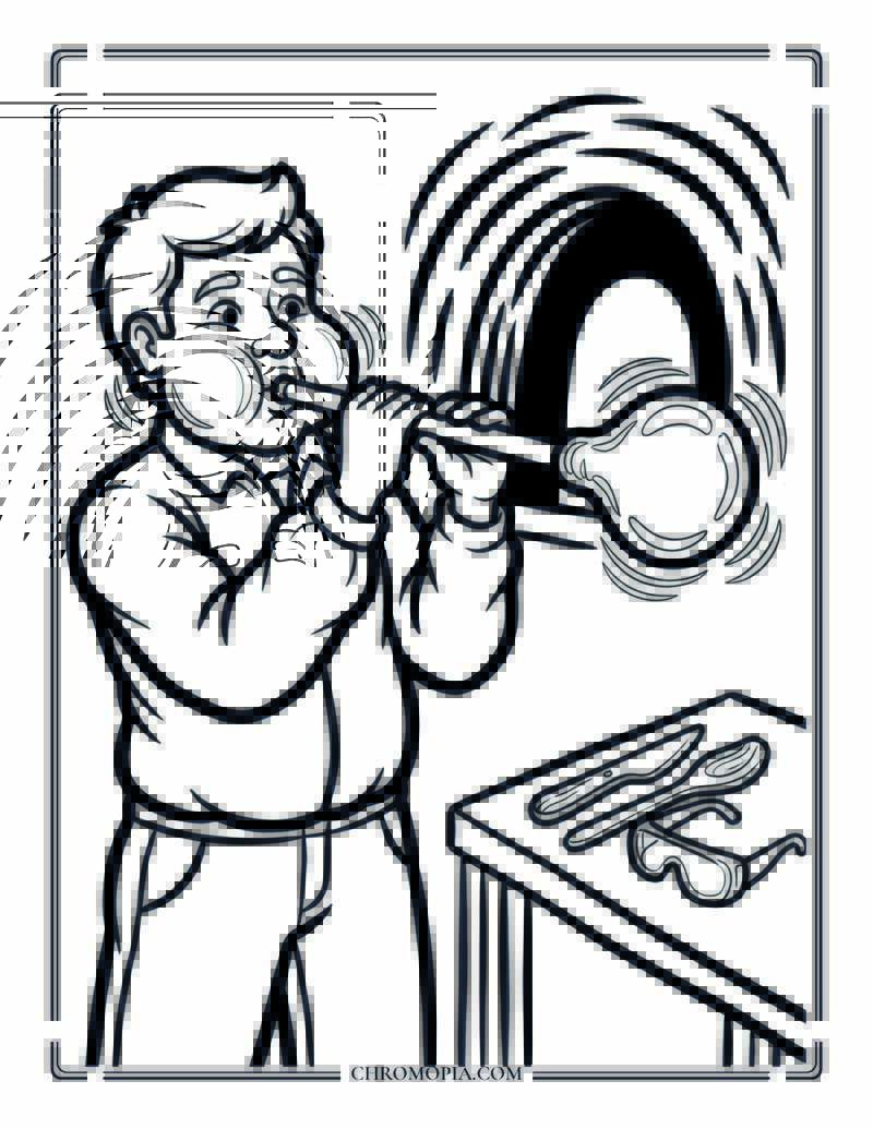 Glassblower Shaping Molten Glass On Artist Appreciation Month Coloring Page