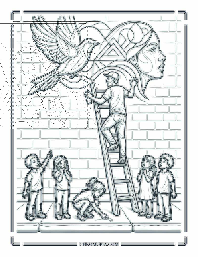 Street Muralist Painting A City Wall On Artist Appreciation Month Coloring Page