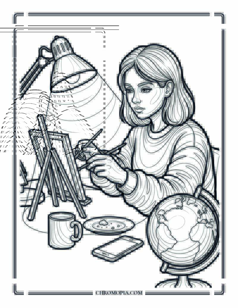 Late Night Artist Studio On Artist Appreciation Month Coloring Page