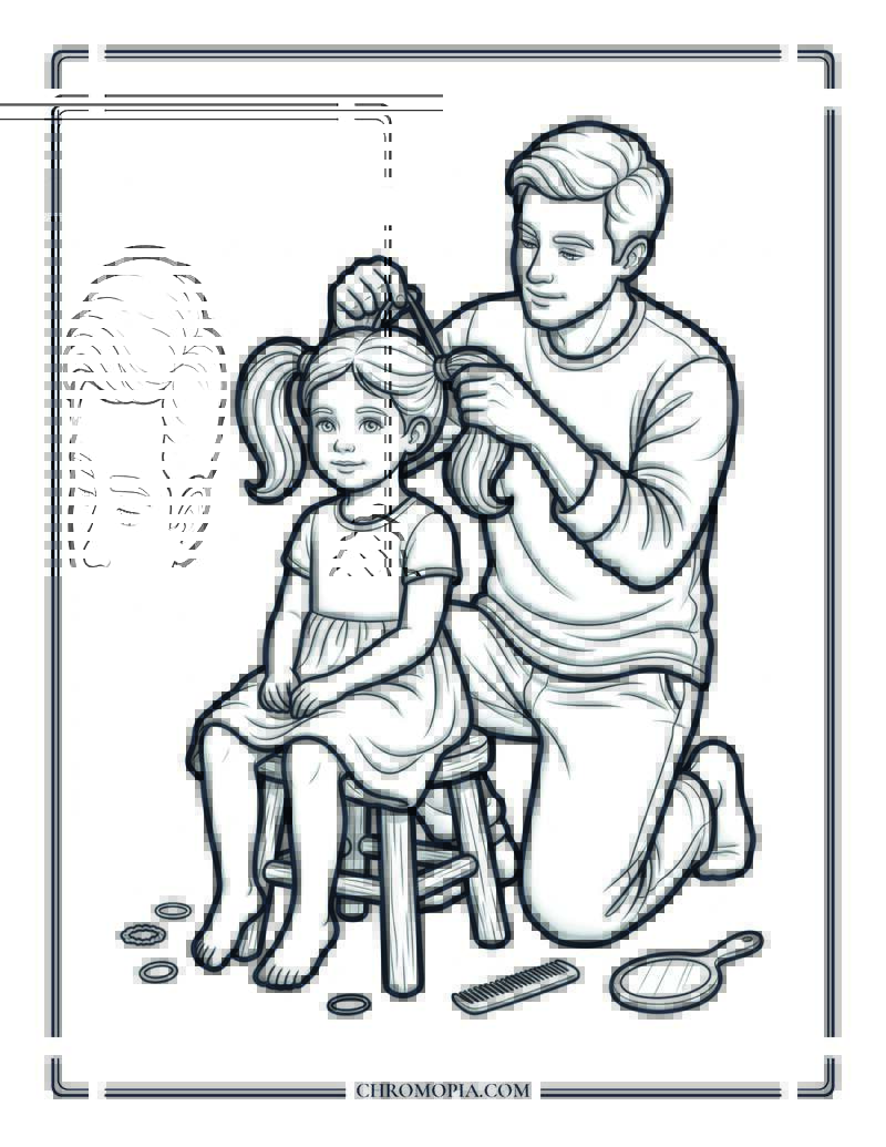 Pigtail Styling Moment Coloring Page