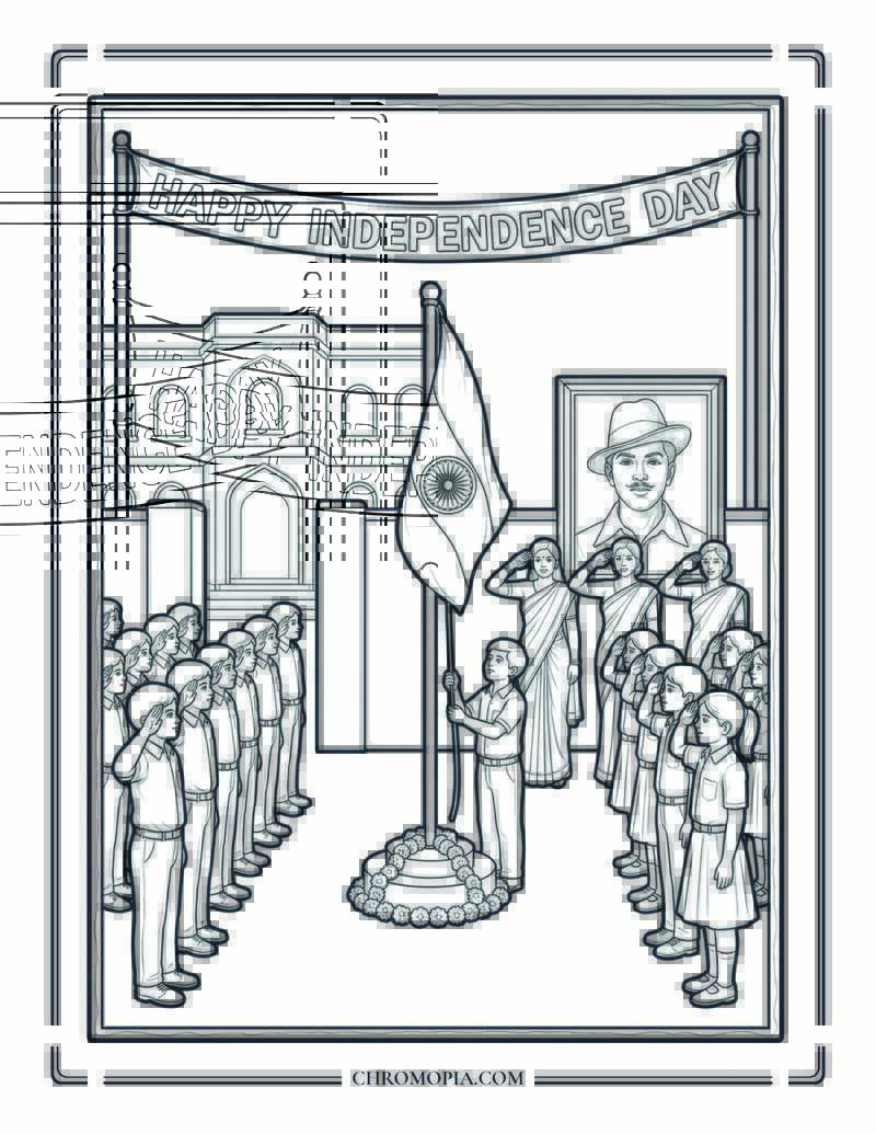 Indian Independence Day Parade Celebration Coloring Page