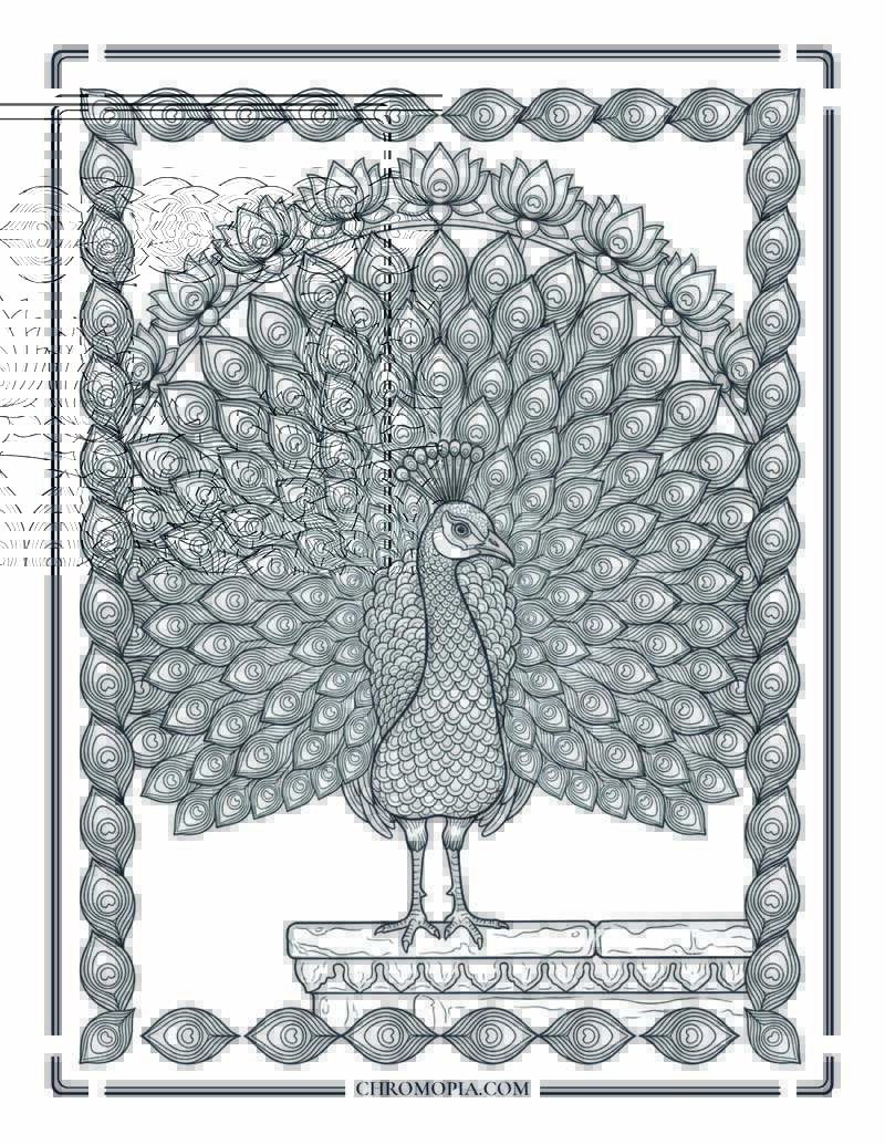 Indian Peacock National Bird Indian Independence Day Coloring Page