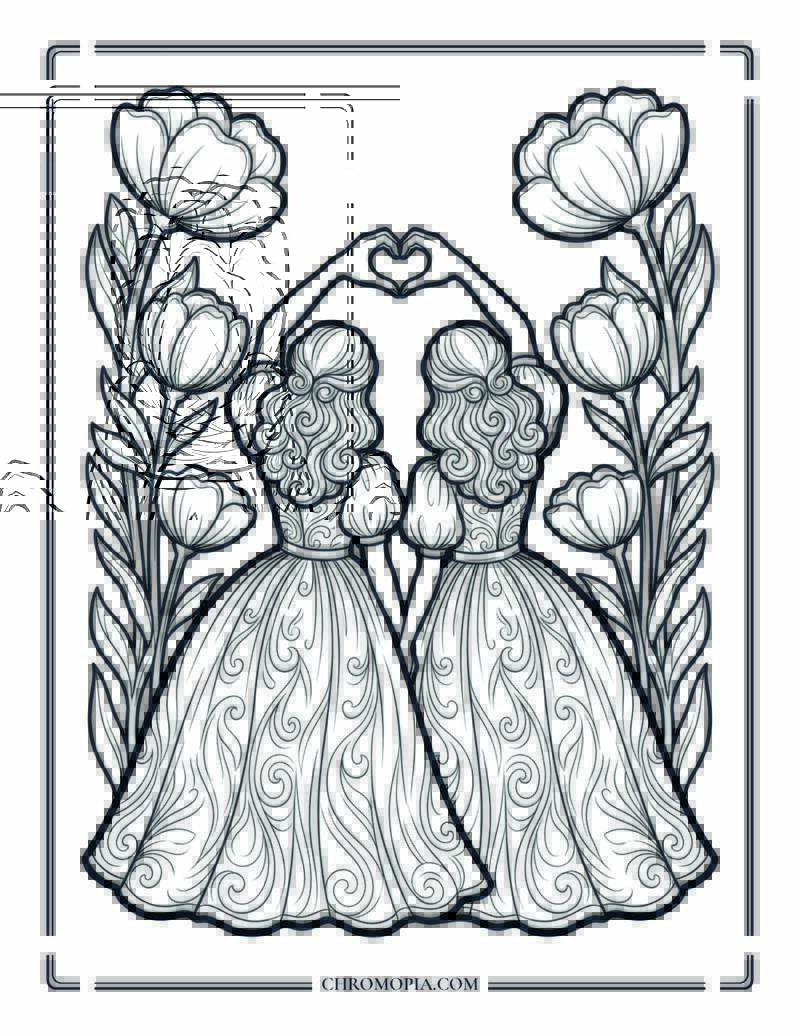 Best Friends BFF Heart Hands Coloring Page