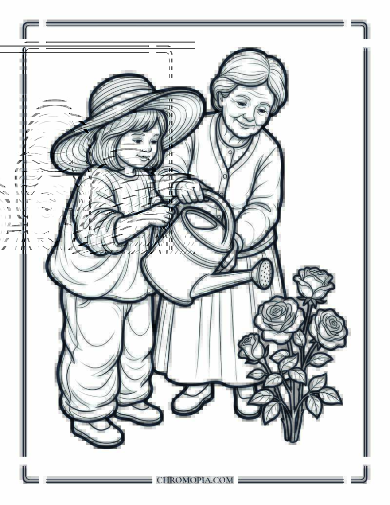 Grandma And Granddaughter Best Friends Coloring Page