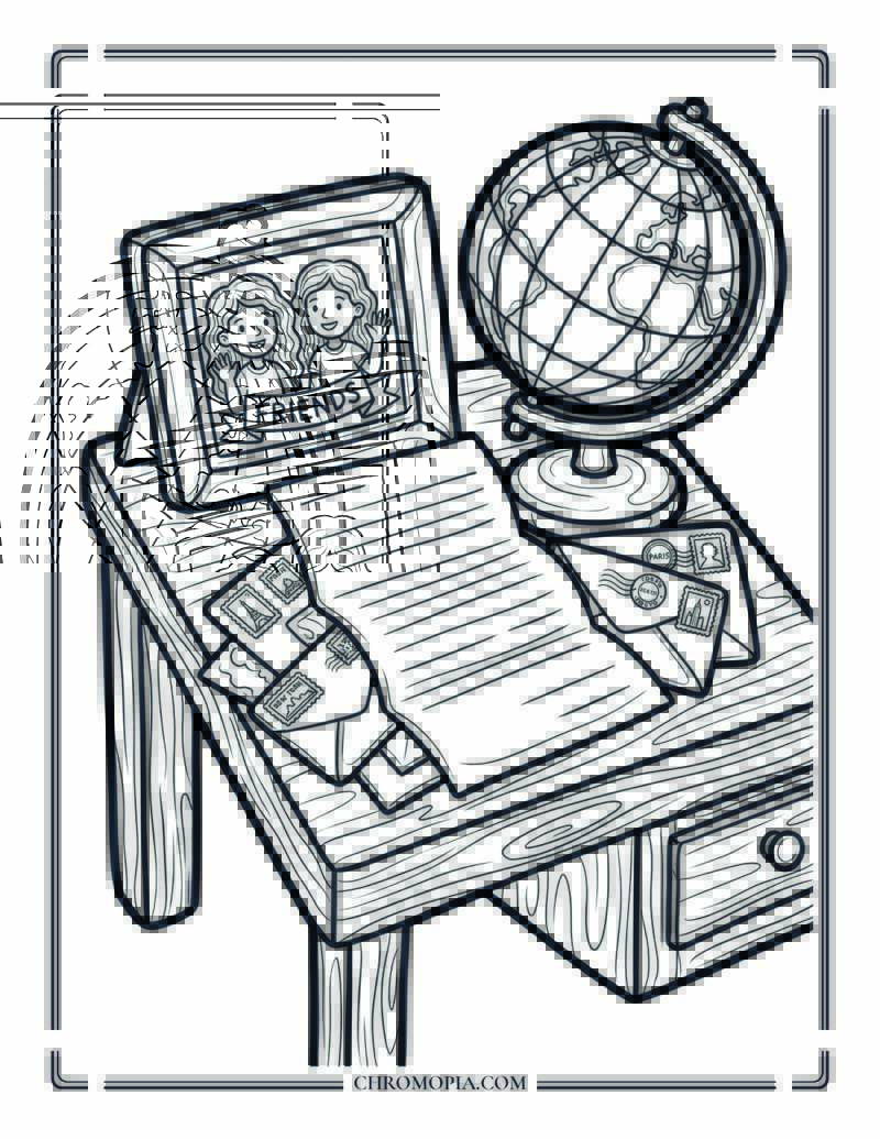 Kawaii Pen Pal Friends Coloring Page