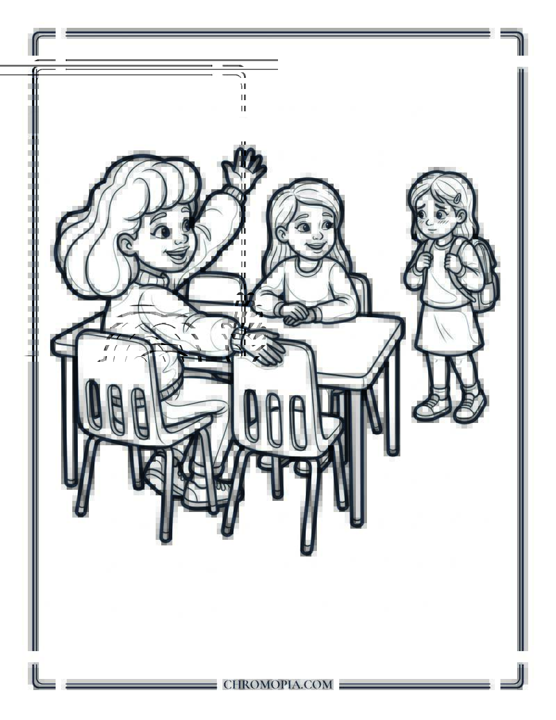Making A New Friend At School Coloring Page