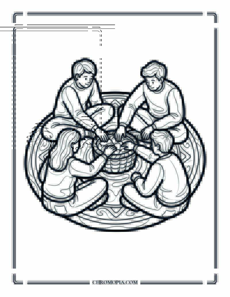 Friends Picnic Coloring Page