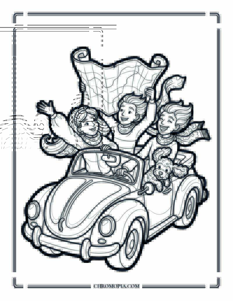 Friends Road Trip Coloring Page
