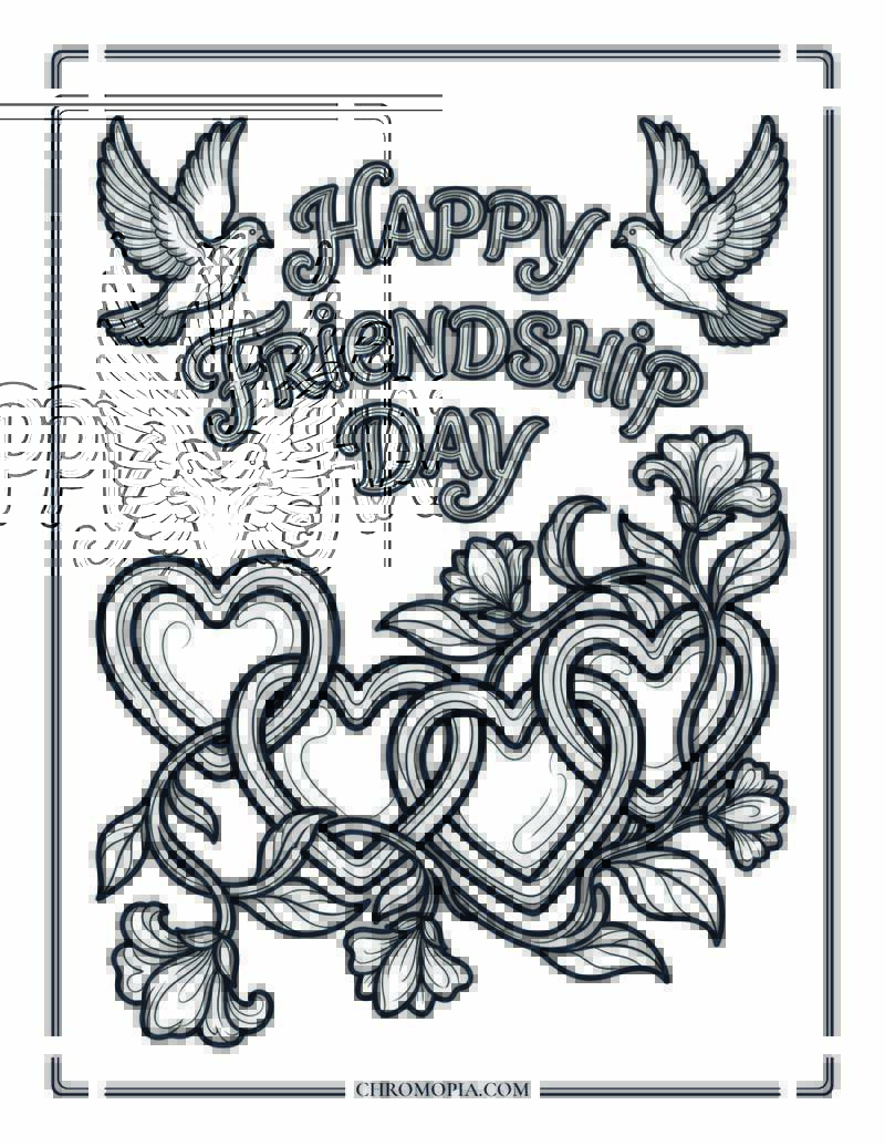 Happy Friendship Day Coloring Page