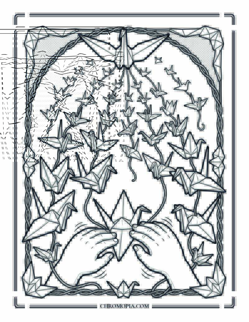 A Thousand Peace Cranes Ascending International Peace Month Coloring Page