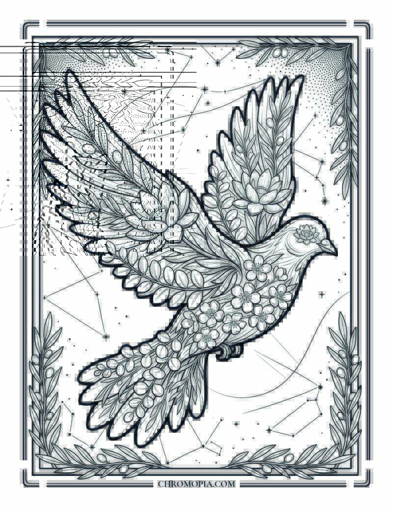 The Botanical Dove Peace International Peace Month Coloring Page