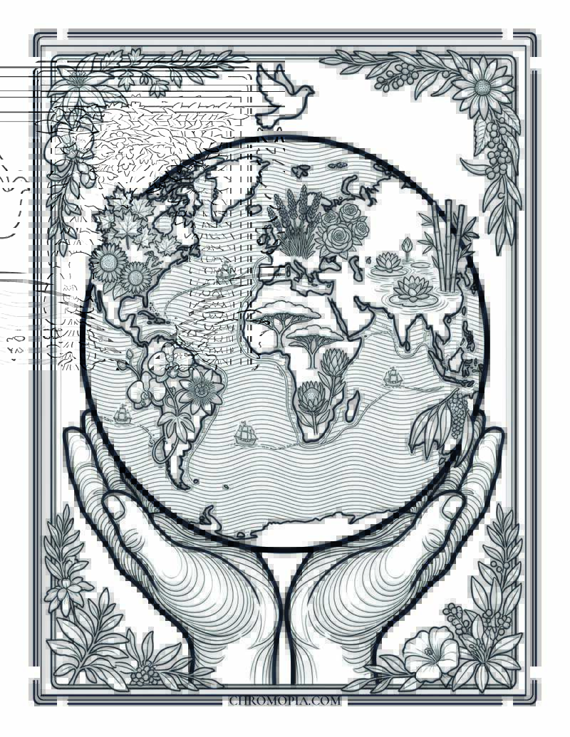 The World Garden Globe International Peace Month Coloring Page