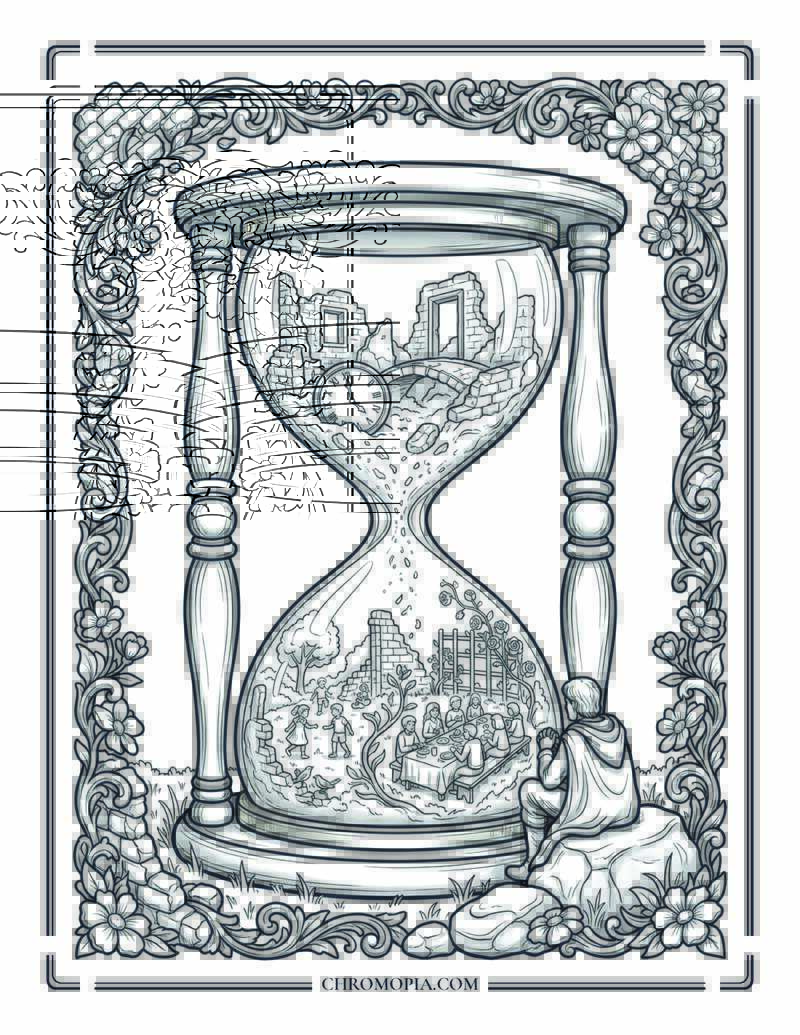 War To Garden History Hourglass International Peace Month Coloring Page