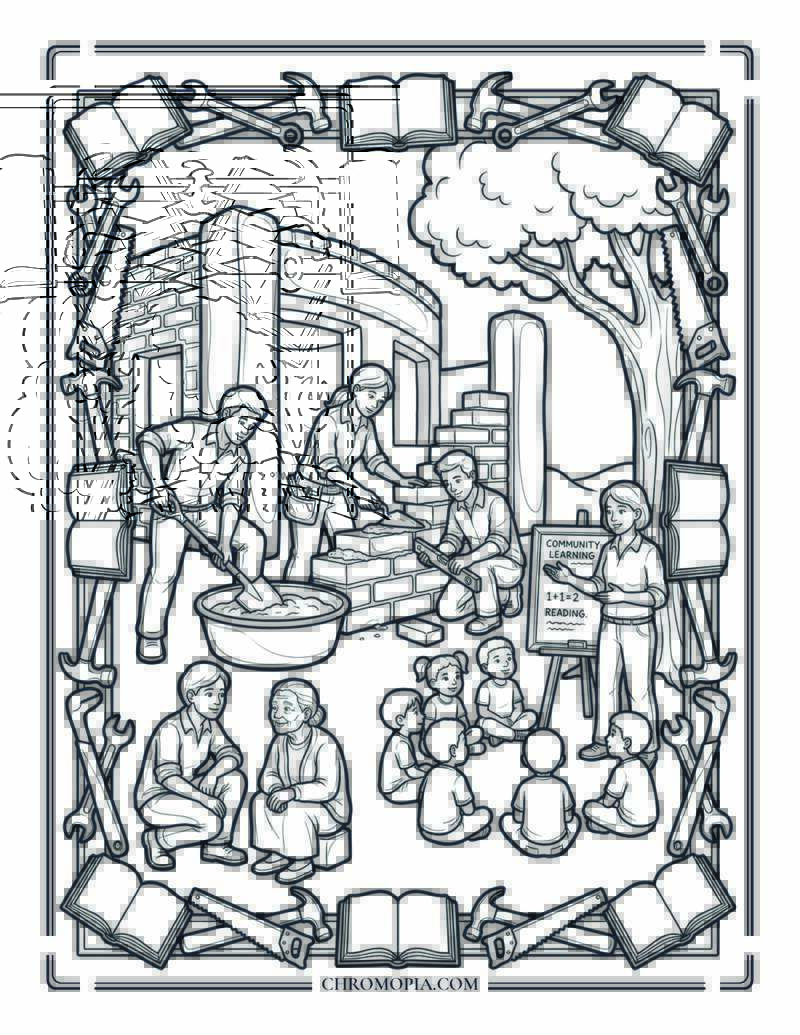 Community Peace Garden Neighborhood International Peace Month Coloring Page