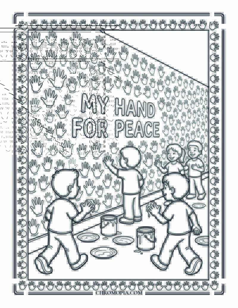 Peace Pledge Handprint Wall School International Peace Month Coloring Page