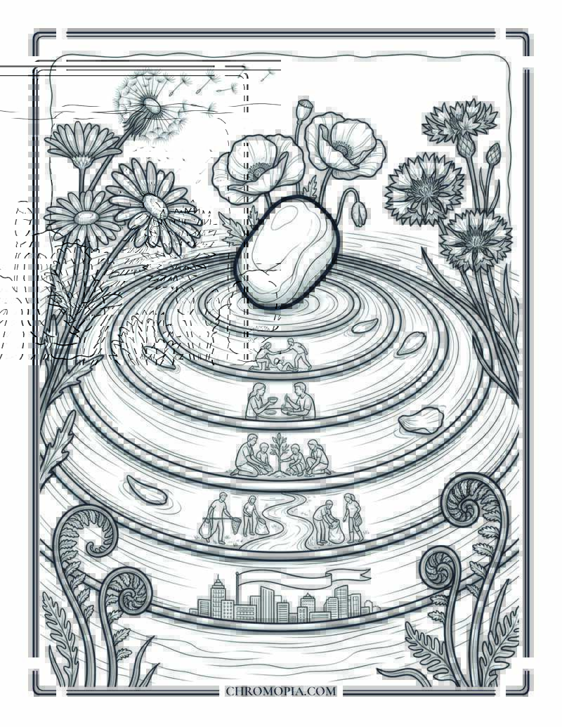 The Kindness Ripple Stone Water International Peace Month Coloring Page