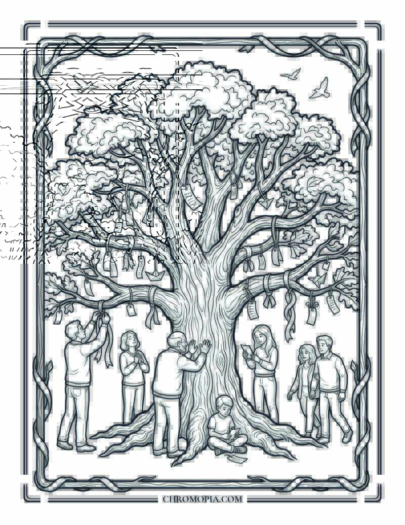 The Peace Tree Wish Ribbons International Peace Month Coloring Page