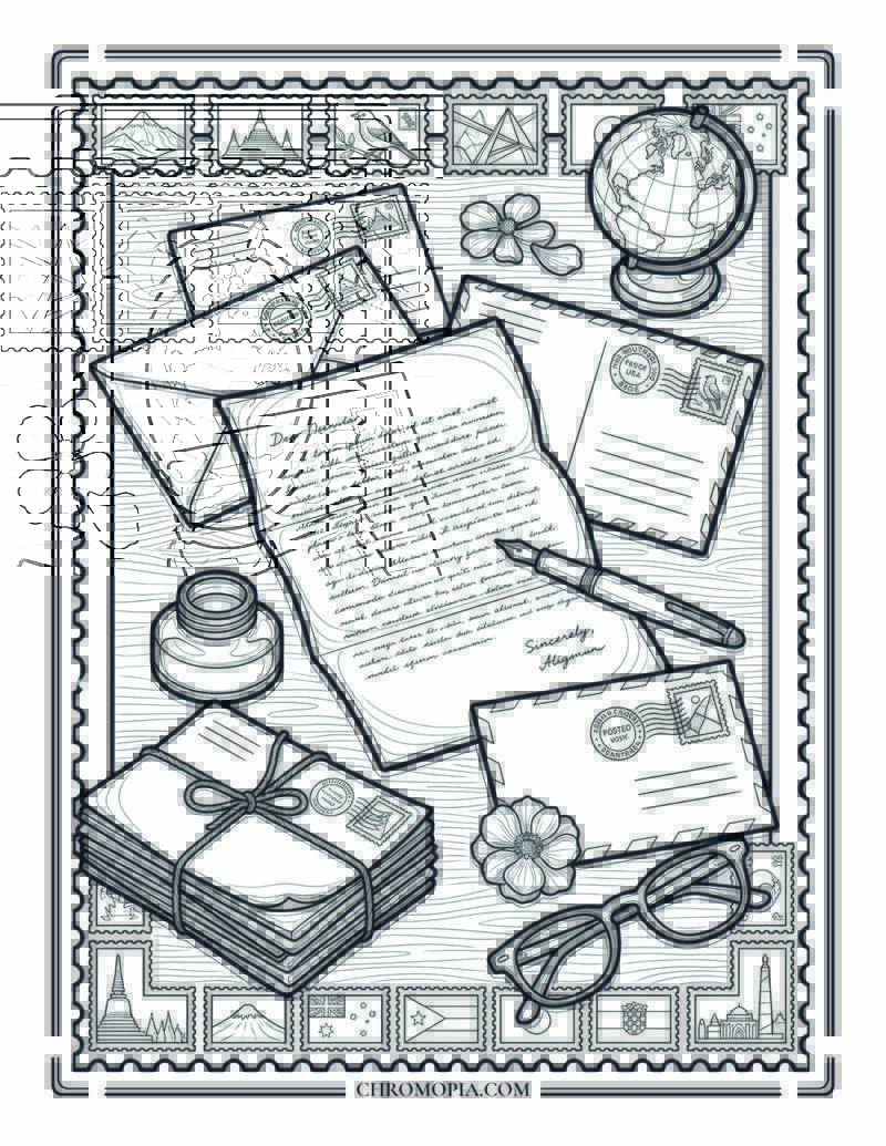 Letters Across Borders Pen Pal International Peace Month Coloring Page