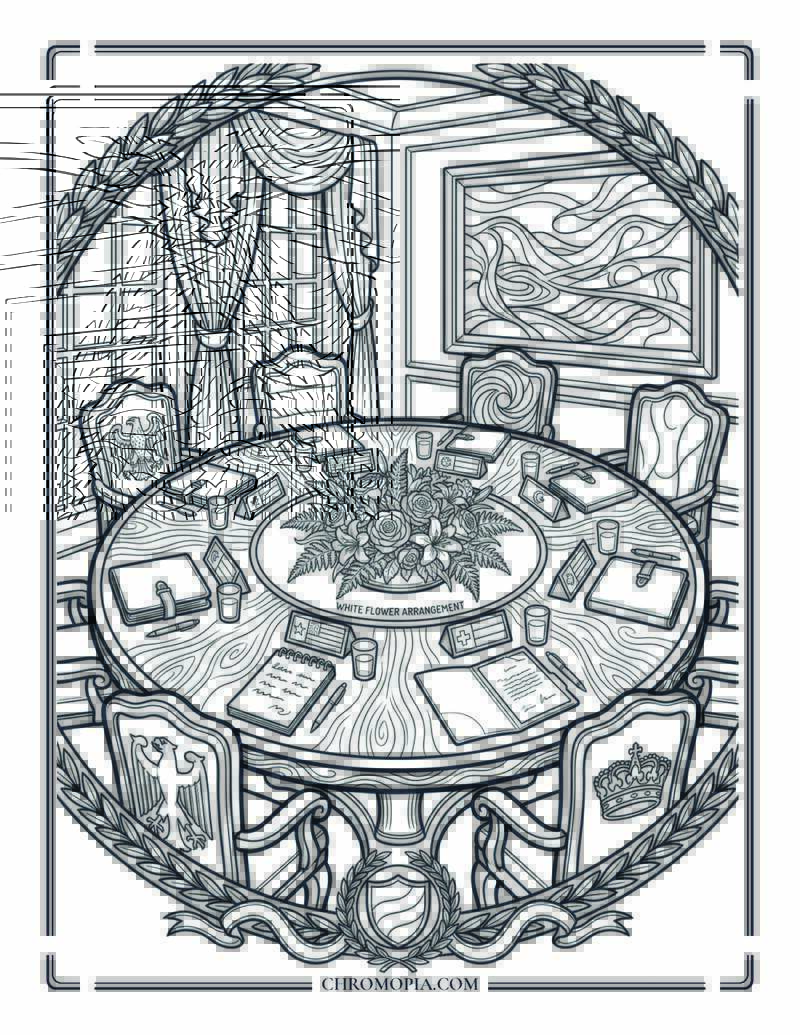 The Treaty Table Round Diplomacy International Peace Month Coloring Page