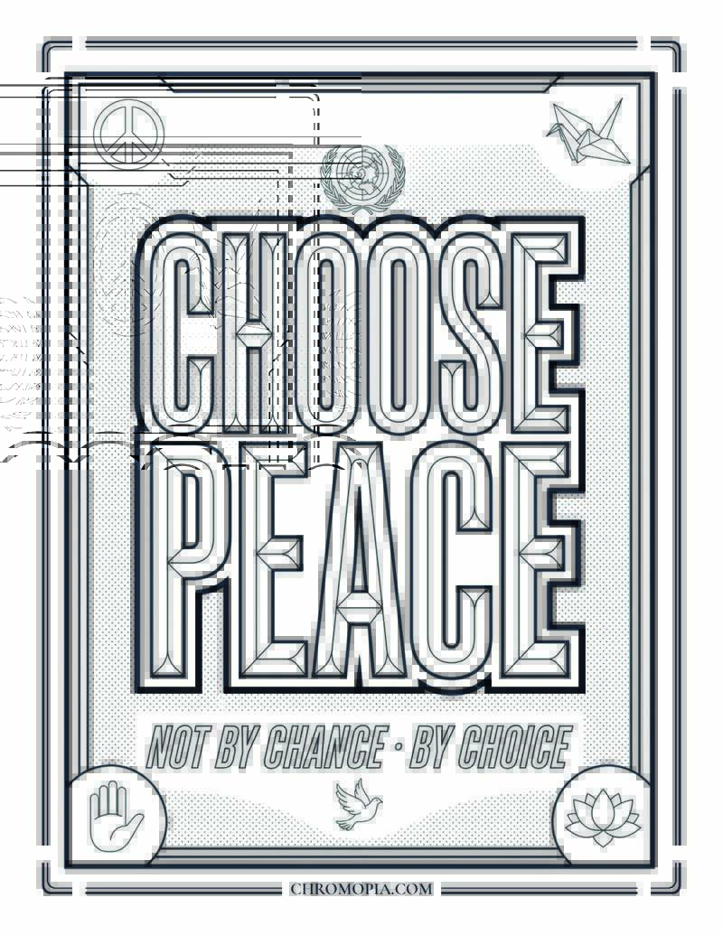 CHOOSE PEACE Word Art International Peace Month Coloring Page