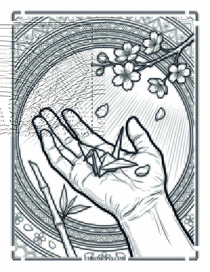 The Paper Crane On An Open Palm International Peace Month Coloring Page