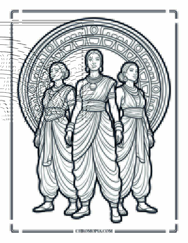 Three Queens Of Heritage Coloring Page